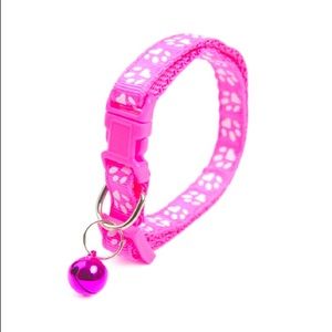 🆕Small Dog/Cat Collar: Neon Pink with Bell